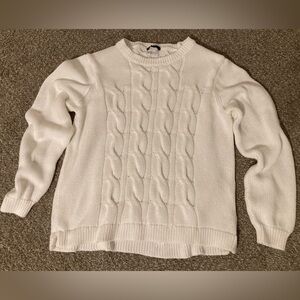 Women’s J. Crew Classic White Cable Knit Sweater